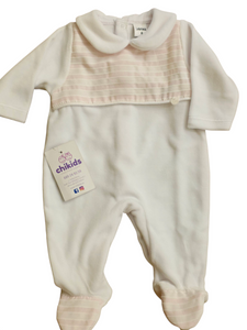 Pelele "ref 04" blanco/rosa terciopelo | Canastilla
