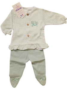 Conjunto 2 piezas "bebe lacito" verde agua 0 a 6 meses  | Canastilla