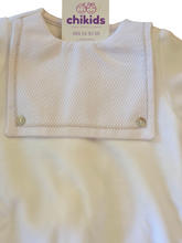 Cargar imagen en el visor de la galería, Pelele &quot;ref 22 babero&quot; blanco terciopelo | Canastilla