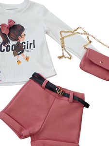 Conjunto 3 piezas " Sofia" rosa 4 a 14 años