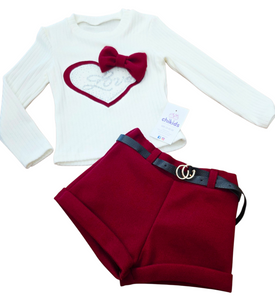 Conjunto "Love Lara" granate 4 a 14 años