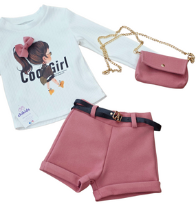 Conjunto 3 piezas " Sofia" rosa 4 a 14 años