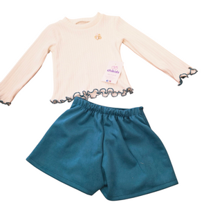 Conjunto falda pantalón"Valeria" verde 2 a 12 años