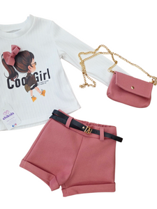 Conjunto 3 piezas " Sofia" rosa 4 a 14 años
