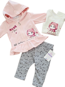 Conjunto legin 3 piezas "Oh lala" en 3 colores