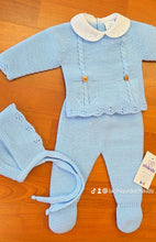 Cargar imagen en el visor de la galería, Conjunto lana 3 piezas 0 a  6 meses celeste Ref. | Canastilla