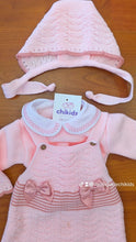 Cargar imagen en el visor de la galería, Conjunto de vestido lana con jersey y capota rosa bebe | Canastilla