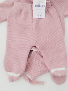 Conjunto lana 1582 rosa empolvado 0 a 6 meses