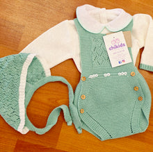 Cargar imagen en el visor de la galería, Conjunto Peto hilo 0 a 6 mes verde | Primavera Verano