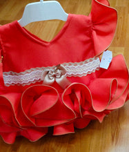 Cargar imagen en el visor de la galería, Vestido y braga Flamenca "Paquera" Coral  3 a 18 meses