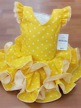 Cargar imagen en el visor de la galería, Vestido flamenca Paquera amarillo de 0 a 6 años