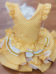 Vestido Flamenca " Lolita" Mostaza/blanco de 0 a 6 años