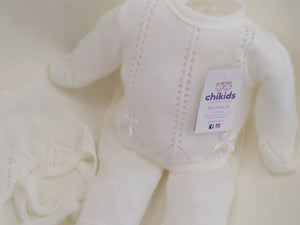 Conjunto hilo 3 piezas blanco 0/3 meses