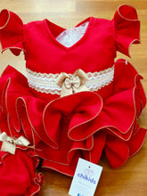 Cargar imagen en el visor de la galería, Vestido y braga Flamenca "Paquera" rojo 3 a 18 meses