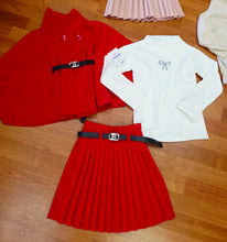 Cargar imagen en el visor de la galería, Conjunto &quot;Cloe&quot; capa+falda+camiseta rojo 4 a 14 años
