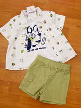 Cargar imagen en el visor de la galería, Conjunto 3 piezas "Dog" blanco y verde ref: ja2469 | Primavera verano