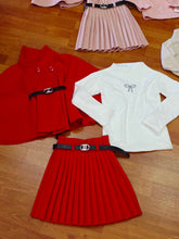 Cargar imagen en el visor de la galería, Conjunto &quot;Cloe&quot; capa+falda+camiseta rojo 4 a 14 años