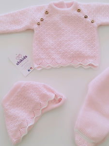 Conjunto 3 piezas 1690 rosa bebe 0 a 6 meses