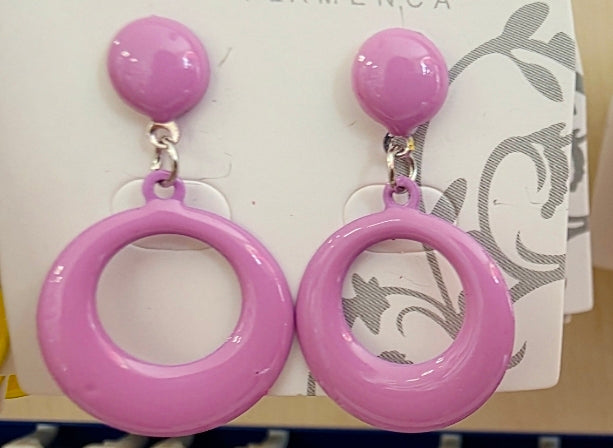 Pendientes  flamenca malva tornillo