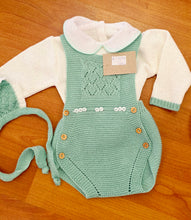 Cargar imagen en el visor de la galería, Conjunto Peto hilo 0 a 6 mes verde | Primavera Verano