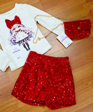 Cargar imagen en el visor de la galería, Conjunto con bolso &quot;princesa&quot; rojo 4 a 14 años