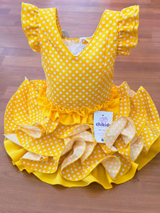 Vestido Flamenca "Macanita" Amarillo /blanco