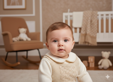 Cargar imagen en el visor de la galería, Conjunto Peto hilo 0 a 6 mes Arena  Primavera Verano