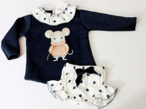 Conjunto pololo ratoncita lunar azul 12 a 36 meses