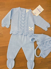 Cargar imagen en el visor de la galería, Conjunto hilo 00 a 3 meses Celeste | Primavera Verano