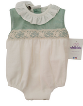 Cargar imagen en el visor de la galería, Pelele "Leonor" verde 0 a 24 meses | Ceremonia Primavera Verano