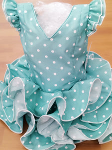 Vestido flamenca "Paquera" verde agua de 0 a 6 años