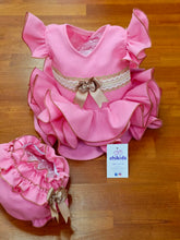 Cargar imagen en el visor de la galería, Vestido y braga Flamenca "Paquera" rosa 3 a 18 meses