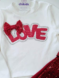 Conjunto "Lazo love" rojo 2 a 12 años