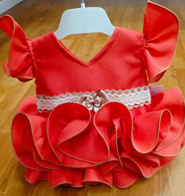 Cargar imagen en el visor de la galería, Vestido y braga Flamenca "Paquera" Coral  3 a 18 meses
