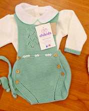 Cargar imagen en el visor de la galería, Conjunto Peto hilo 0 a 6 mes verde | Primavera Verano