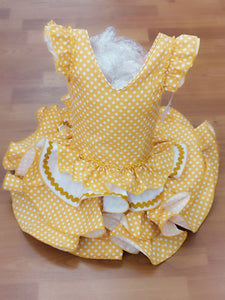 Vestido Flamenca " Lolita" Mostaza/blanco de 0 a 6 años