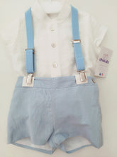 Cargar imagen en el visor de la galería, Conjunto pantalon  "Leonor" celeste 6  a 36 meses | Ceremonia Primavera Verano
