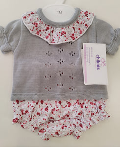 Conjunto "Sol" gris/rojo 1/6 meses