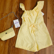 Cargar imagen en el visor de la galería, Mono y bolso vichy amarillo 2 a 12 años ref 2899