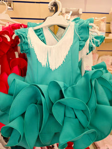 Traje flamenca "cayetana" verde agua 0/6 años