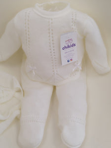 Conjunto hilo 3 piezas blanco 0/3 meses