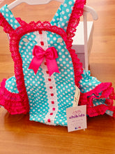 Cargar imagen en el visor de la galería, Ranita Flamenca "Faraona" verde agua/rosa fucsia 3 a 18 meses