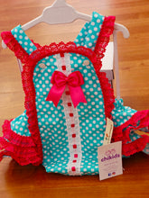 Cargar imagen en el visor de la galería, Ranita Flamenca "Faraona" verde agua/rosa fucsia 3 a 18 meses