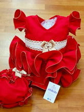 Cargar imagen en el visor de la galería, Vestido y braga Flamenca "Paquera" rojo 3 a 18 meses