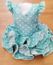 Cargar imagen en el visor de la galería, Vestido flamenca &quot;Paquera&quot; verde agua de 0 a 6 años