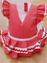 Cargar imagen en el visor de la galería, Vestido y braga Flamenca &quot;Rosarillo&quot; rojo/blanco 3 a 18 meses