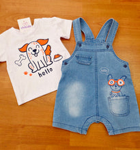 Cargar imagen en el visor de la galería, Conjunto peto vaquero+camiseta "perrito" blanca ref sno5574| Coleccion primavera verano