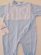 Cargar imagen en el visor de la galería, Pelele 'pecho plumeti" 0 a 6 mes azul | Primavera verano