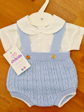 Cargar imagen en el visor de la galería, Conjunto hilo peto 1 a 6 meses celeste | primavera verano