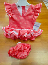 Cargar imagen en el visor de la galería, Vestido y braga Flamenca "Rosarillo" coral 3 a 18 meses